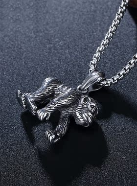 时尚钛钢项链  欧美个性复古星球大战大猩猩男士钛钢项链