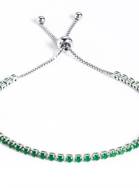 钛钢可调节多色满钻锆石手链