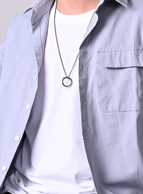 时尚钛钢项链 钛钢莫比乌斯指环带无线循环几何钛钢项链 圆环项链