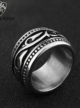 大方男士图腾欧美风钛钢戒指