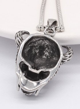 时尚钛钢项链 欧美个性复古雷神牛头骷髅头钛钢吊坠钛钢项链