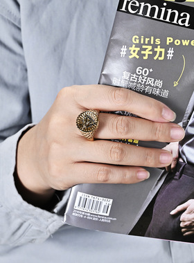 时尚钛钢戒指 复古埃及三角金字塔钛钢戒指 眼睛戒指钛钢戒指指环