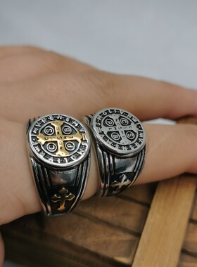 时尚钛钢戒指 欧美个性cspb十字架圆形戒指 钛钢戒指指环