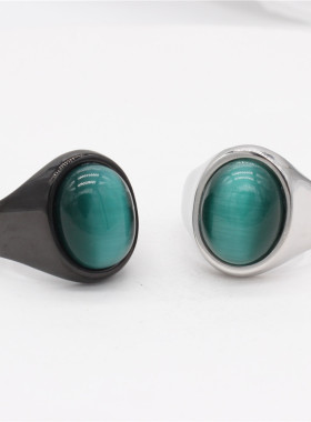 欧美猫眼石钛钢戒指指环钛钢欧美