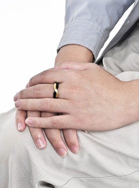 时尚钛钢戒指雕刻几何编织双色钛钢戒指哑光尾戒简约钛钢戒指指环