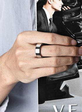 时尚钛钢戒指简约中性哑光拉丝钛钢戒指简约素圈复古钛钢戒指指环