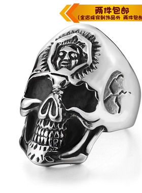 印第安骷髅朋克风钛钢戒指
