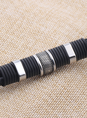 编织手镯钛钢编织皮质手链