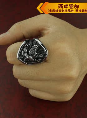 非主流朋克风复古老鹰钛钢戒指