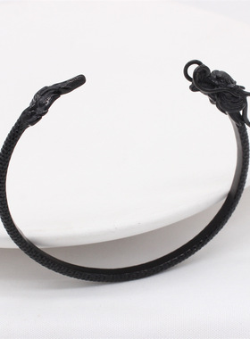 时尚钛钢手镯 欧美生肖龙镯 龙头开口手镯 男女通用款钛钢手镯