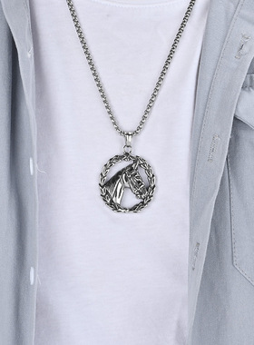 时尚钛钢项链 欧美复古马头钛钢项链 花环战马圆圈钛钢项链