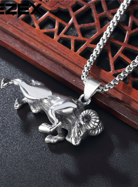 时尚钛钢项链  欧美个性复古牛头古希腊牛神男士钛钢项链