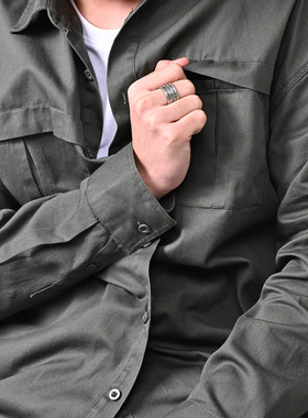 时尚钛钢戒指复古做旧字母英文食指戒指宽版开口百搭钛钢戒指指环