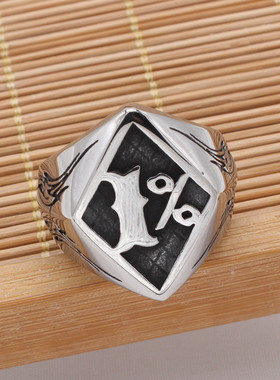 时尚钛钢男款戒指 欧美个性复古1%朋克哥特男士钛钢戒指潮男指环