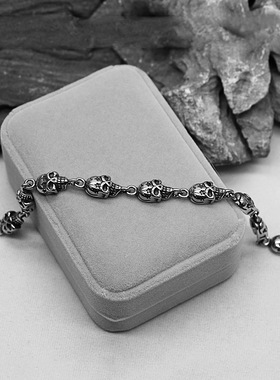 时尚钛钢手链 欧美朋克骷髅头鬼头钛钢手链 星星骷髅头钛钢手链