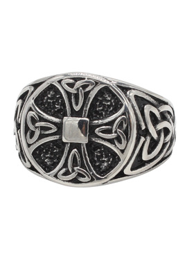 时尚钛钢男款戒指复古维京十字架戒指圆形十字架图腾钛钢戒指指环