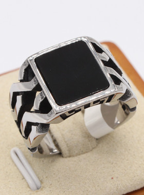 欧美方形钛钢戒指指环钛钢时尚男