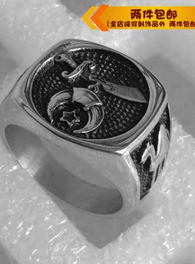 钛钢戒指指环宗教风复古钛钢戒指