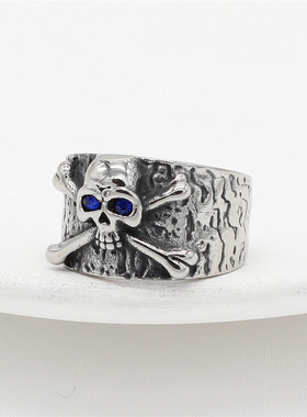 欧美骷髅头钛钢戒指指环戒指钛钢