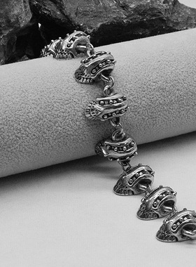 时尚钛钢手链 欧美创意复古钛钢手链 骷髅头朋克钛钢手链