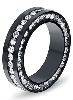 钛钢戒指指环时尚风排钻钛钢戒指