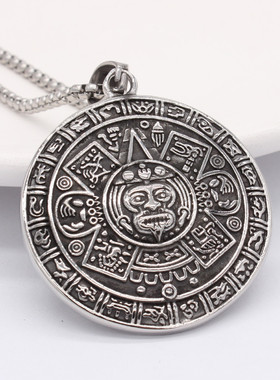 时尚钛钢项链 欧美复古个性十二星座罗盘圆牌钛钢吊坠钛钢项链