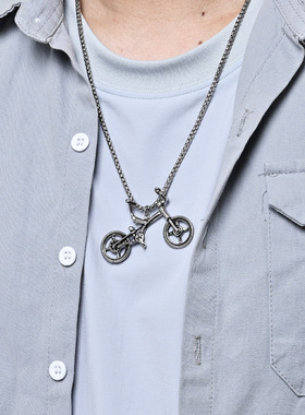 时尚钛钢项链欧美运动健身创意自行车钛钢项链单车爱好者钛钢项链