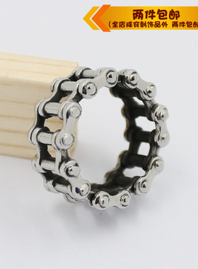 钛钢戒指指环欧美风链条钛钢戒指