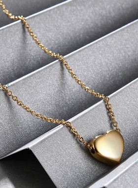 时尚钛钢项链 欧美ins个性简约爱心锁骨链 心形桃心钛钢项链
