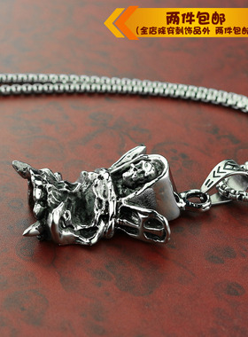 钛钢加勒比海盗骷髅头电影吊坠