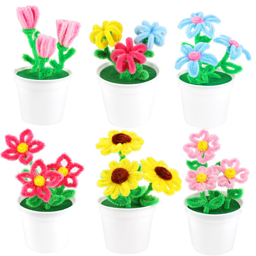 手工扭扭棒毛根花盆栽 幼儿园儿童DIY制作玩具材料包 - 图3