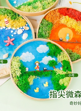 永生苔藓画材料包手工diy竹编筐竹框创意植物画绿植相框