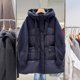 European station 2025 new winter clothing popular women's down jacket double-sided cashmere splicing hooded collar to keep warm and slim