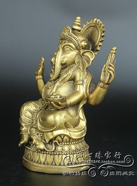 摆件泰国象鼻财神天目象黄铜祝福