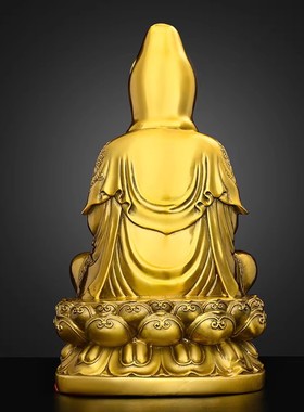 客厅南海坐莲观音纯铜保平安中式