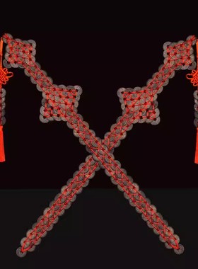 纯铜保平安新中式门厅五帝钱宝剑