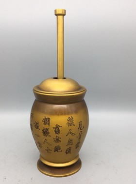 复古纯铜捣药罐华佗中医风水摆件