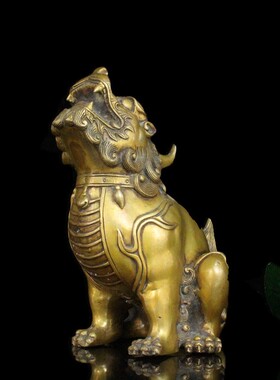 纯铜保平安仿古独角兽貔貅朝天吼