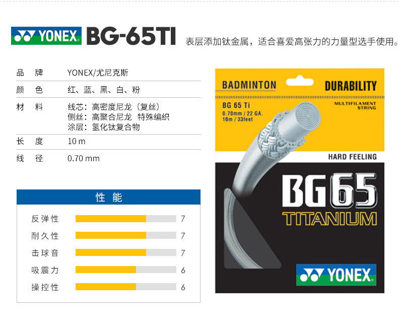 正品YY尤尼克斯BG65ti/68/80/85/80P/NBG99/98羽毛球线高弹耐打 - 图2