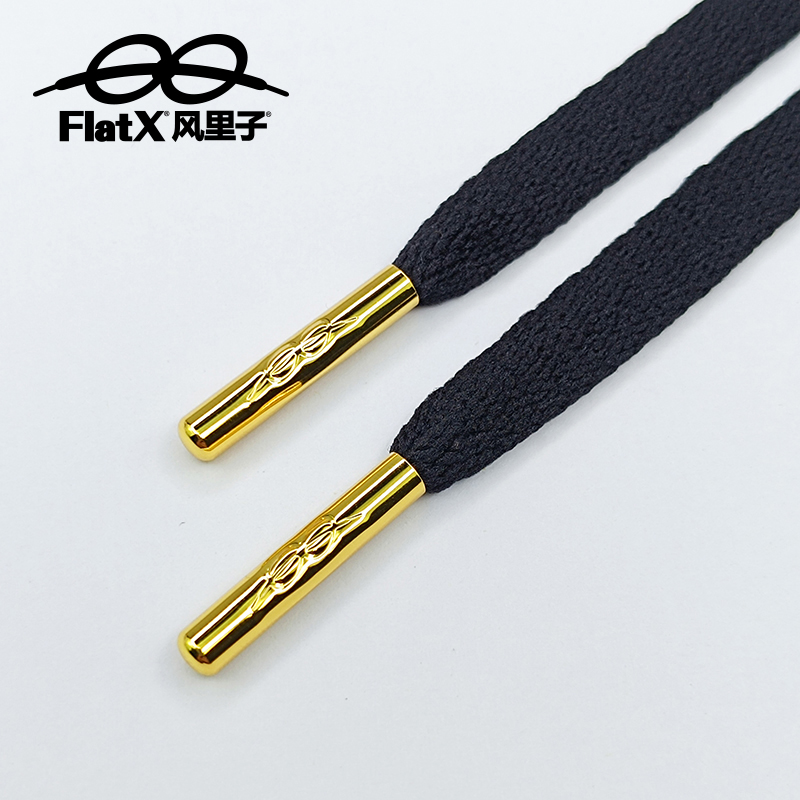 高档电镀亮金色金属头扁鞋带黑白 适配NB AF1 VANS KOBE AJ1 DUNK - 图1