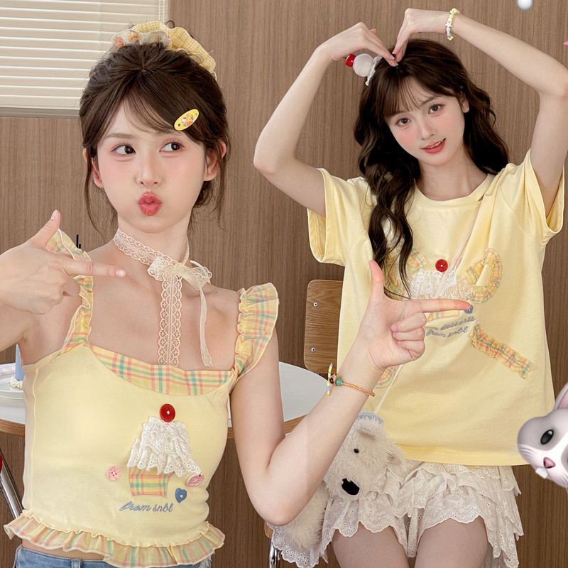 森女部落多巴胺甜美风设计感宽松纯棉短袖上衣T恤女百搭夏季新款,淘宝优惠券,粉丝福利购,淘宝优惠卷