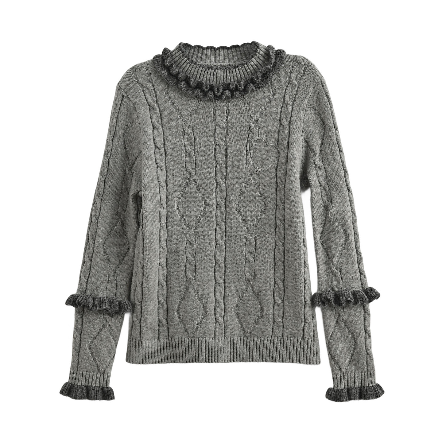 森女部落灰色高级感叠穿内搭打底衫女新款设计感花边宽松毛衣冬季,淘宝优惠券,粉丝福利购,淘宝优惠卷