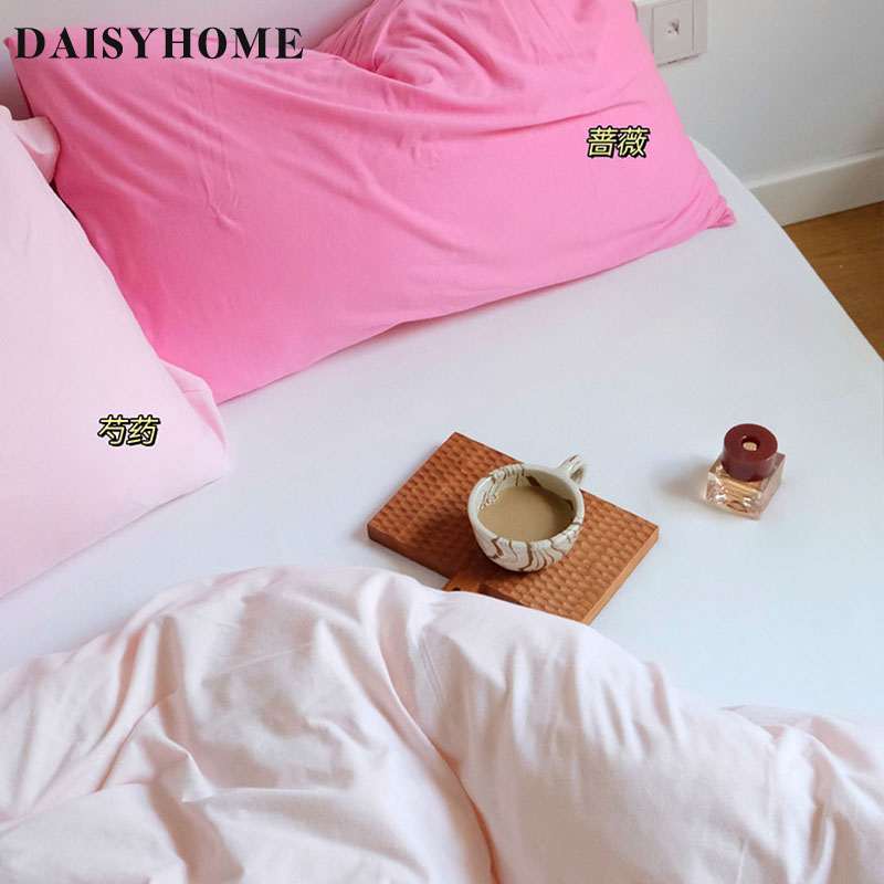 DAISYHOME【北海道落樱】粉色梦幻少女粉柔美针织棉天竺棉四件套 - 图2