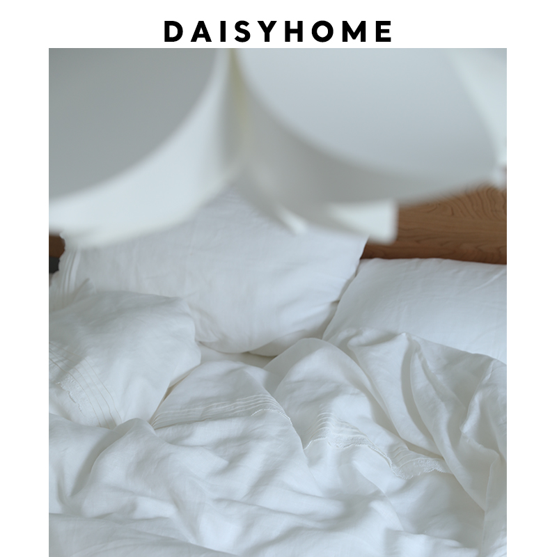 DAISYHOME原创设计 100%法国进口亚麻叠褶蕾丝花边ins床品四件套-图1