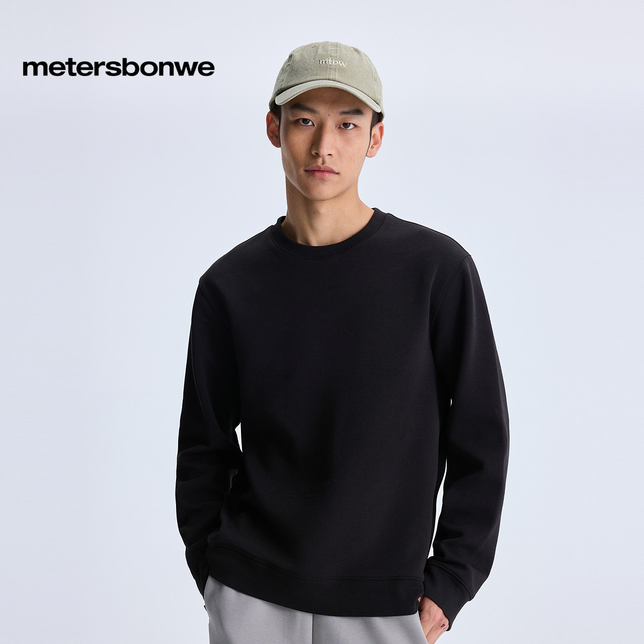 美特斯邦威基础圆领卫衣男女同款秋季新款舒适百搭纯色套头上衣男