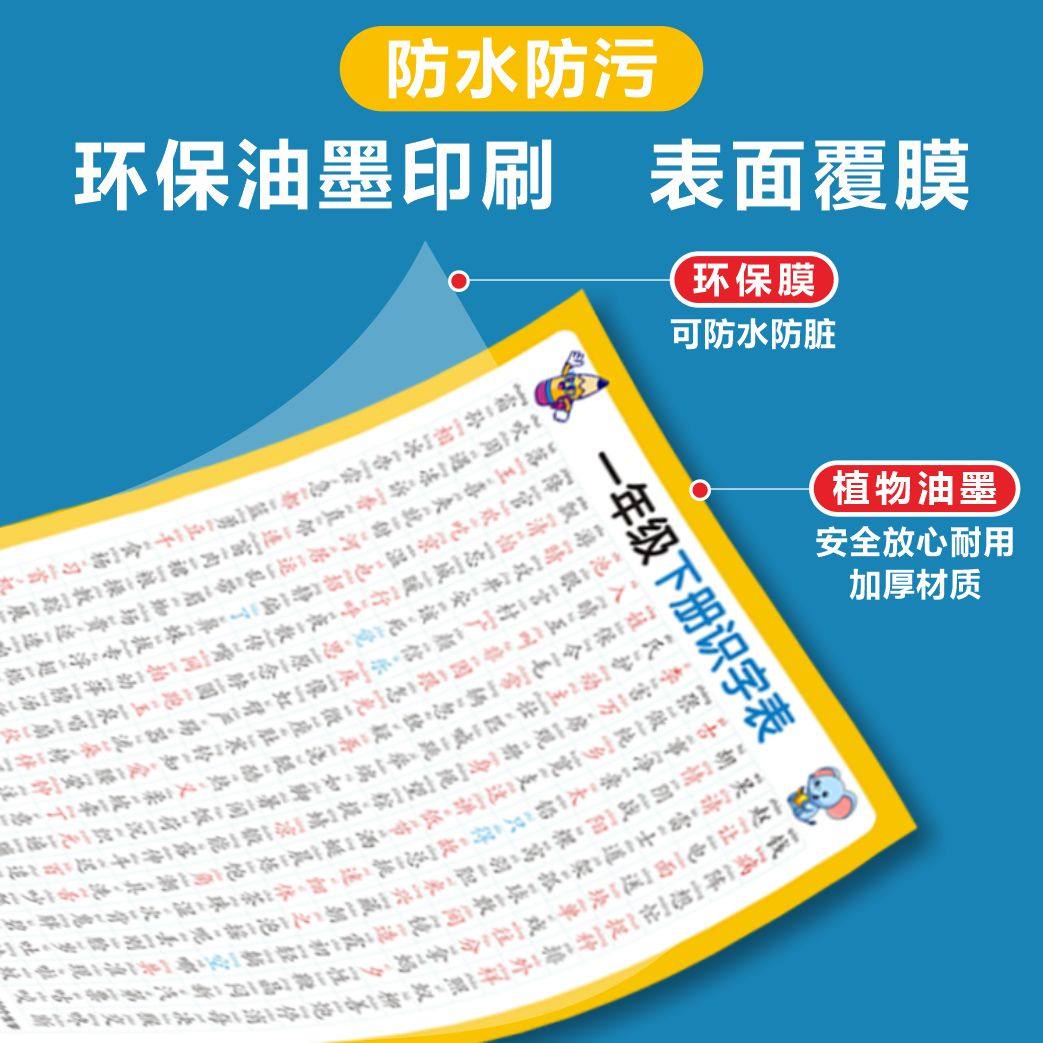 一年级语文上册下册认字生字识字表挂图卡片人教版识字书拼音墙贴,淘宝优惠券,粉丝福利购,淘宝优惠卷