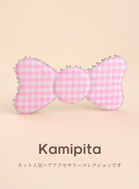 Kamipita进口网红发饰明星红格子网红魔术贴碎发百搭纯棉刘海发贴
