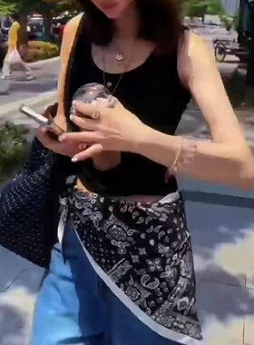 黑色腰果花大三角巾女夏季氛围感