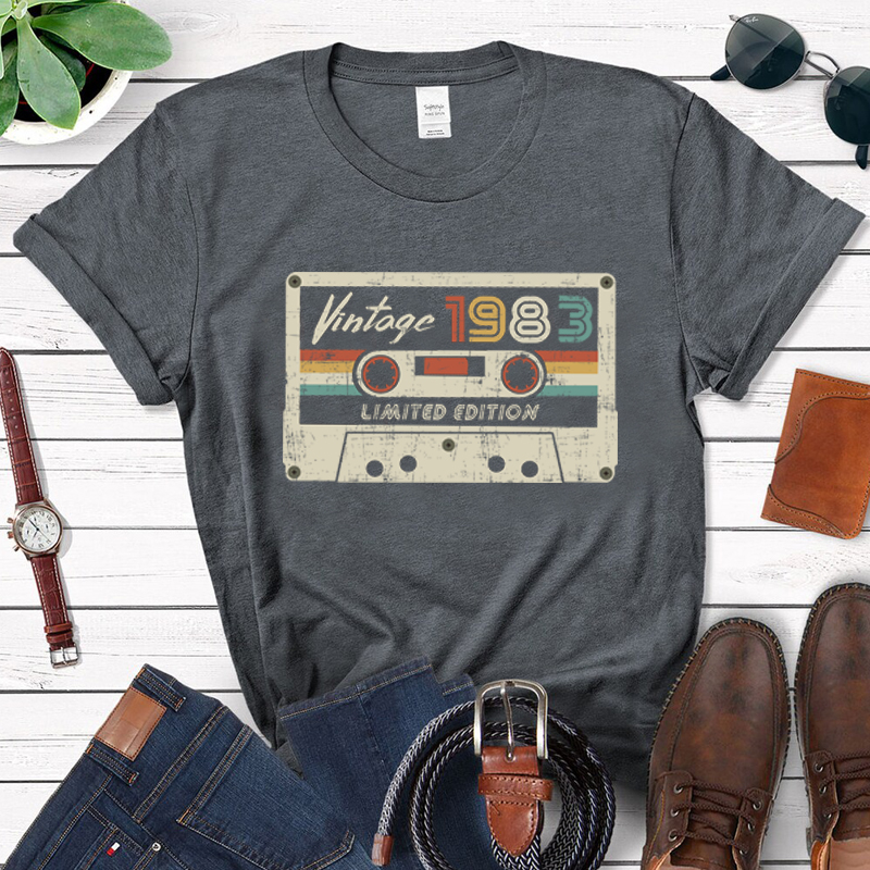 Retro 1983 Cassette 41 years old birthday t shirt字母印花潮 - 图0