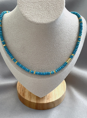 蓝松石天然石女款新中式复古项链